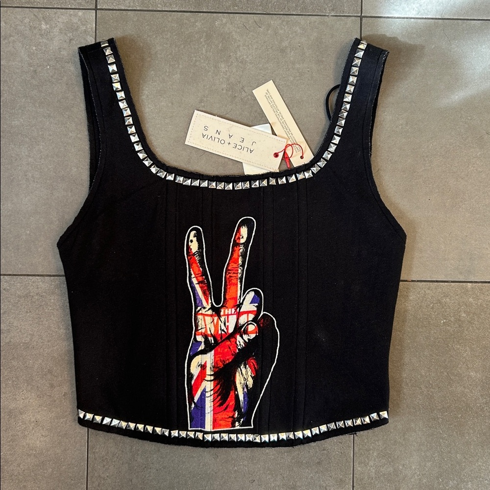 Alice + Olivia Breslin Band Tee Corset Top - Picture 5 of 10